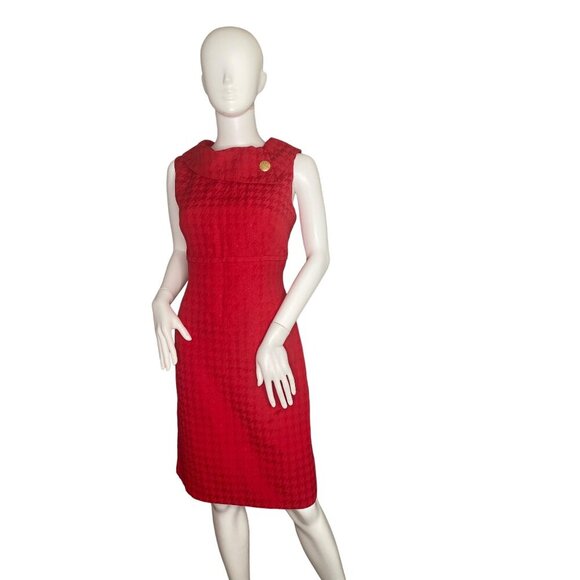 LIZ CLAIBORNE WOMEN'S RETRO RED JACKIE O SHEATH DRESS SZ 12 NWOT - Picture 1 of 7